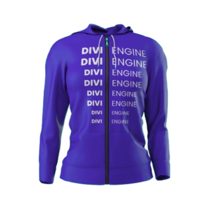 Purple Divi Engine Text Zipper Hoodie